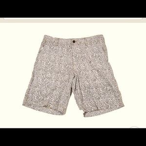 Tasso Elba Shorts Flat Front Cotton Linen Paisley